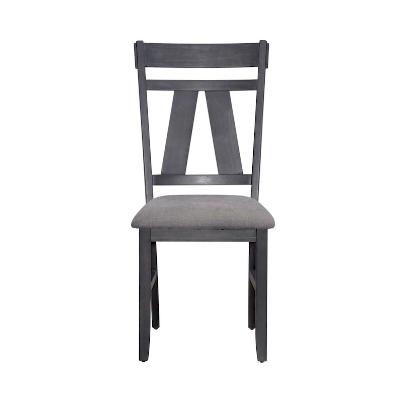 Chaise d'appoint à dossier croisillon Espresso / gris patiné, ensemble de 2