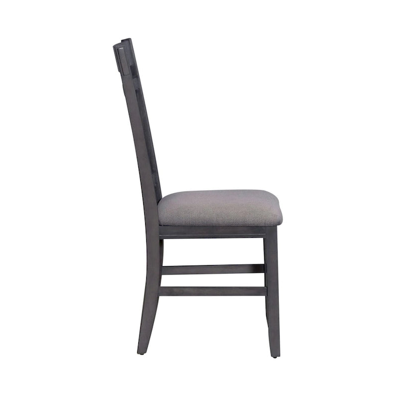 Chaise d'appoint à dossier croisillon Espresso / gris patiné, ensemble de 2