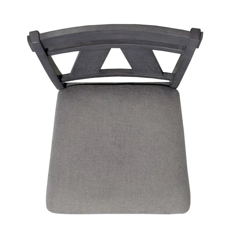 Chaise d'appoint à dossier croisillon Espresso / gris patiné, ensemble de 2