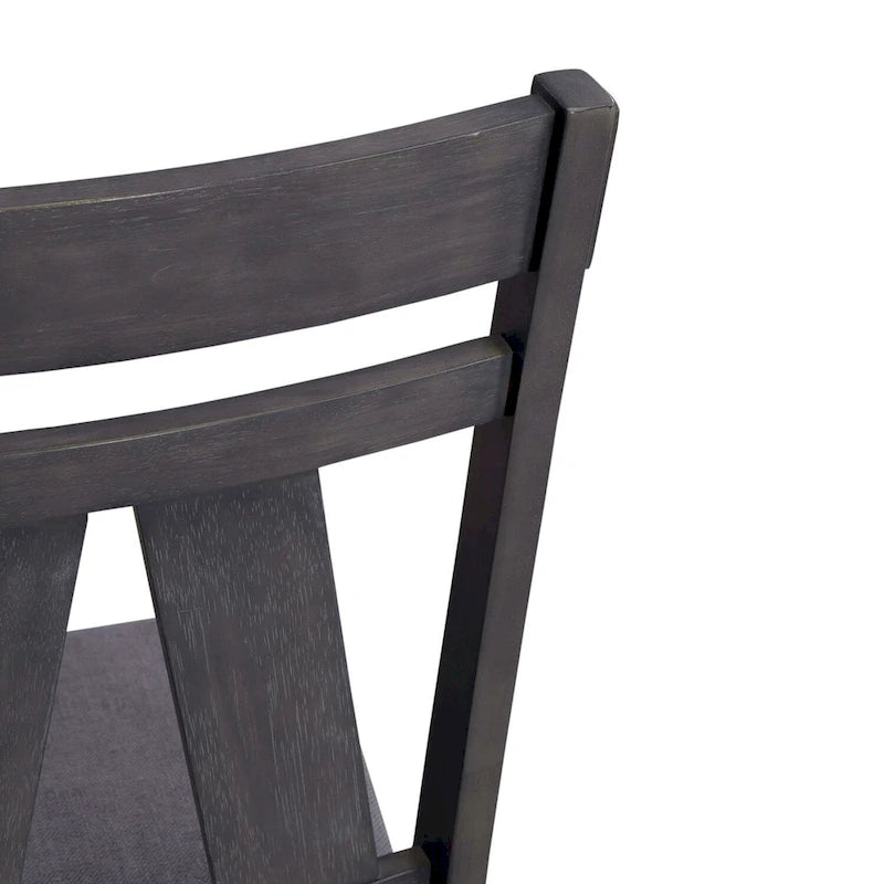 Chaise d'appoint à dossier croisillon Espresso / gris patiné, ensemble de 2