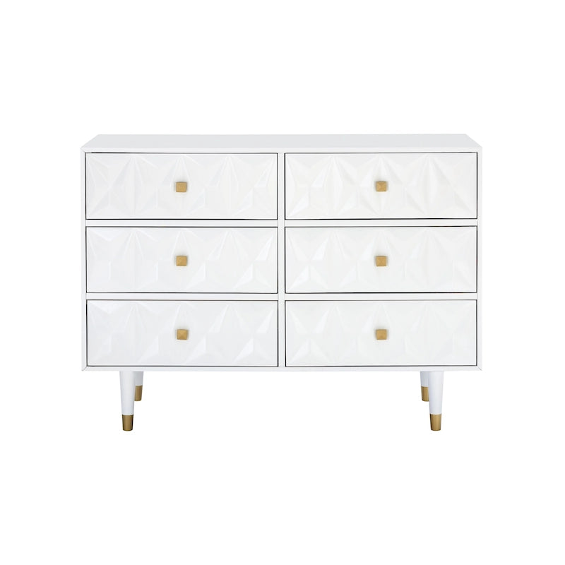 Commode géométrique 6 tiroirs blanc / noir / gris