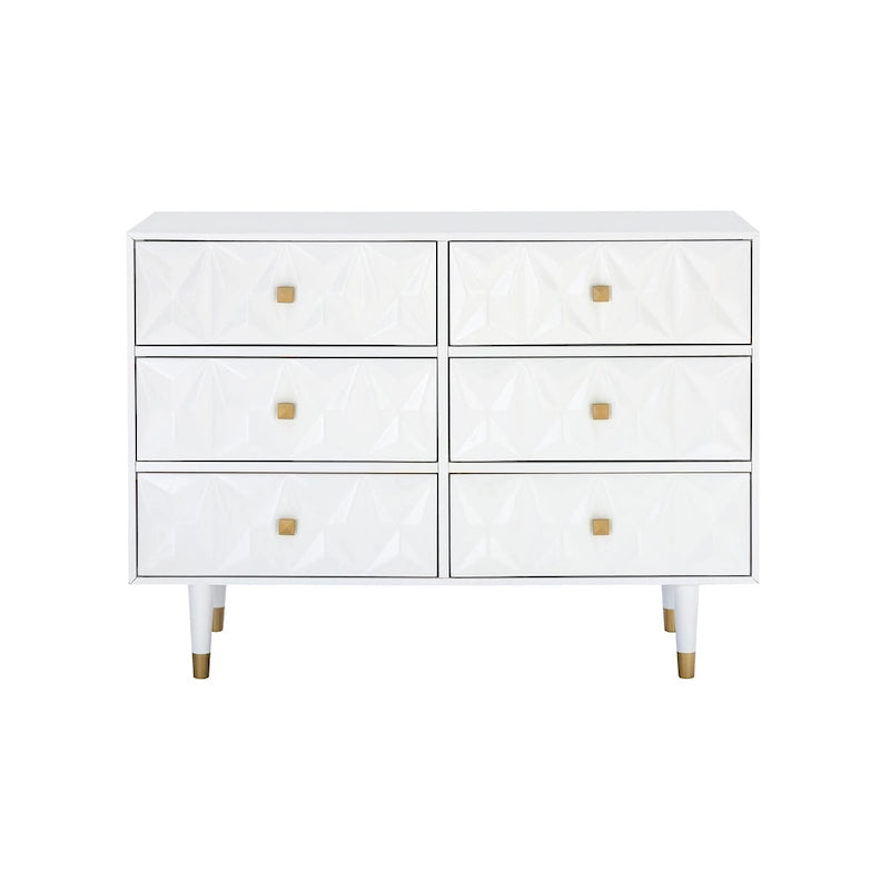 Commode géométrique 6 tiroirs blanc / noir / gris