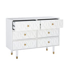 Commode géométrique 6 tiroirs blanc / noir / gris