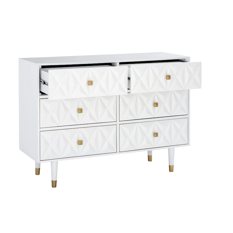 Commode géométrique 6 tiroirs blanc / noir / gris