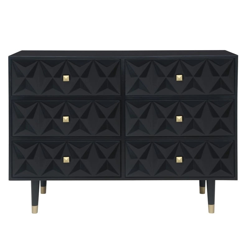 Commode géométrique 6 tiroirs blanc / noir / gris