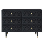 Commode géométrique 6 tiroirs blanc / noir / gris