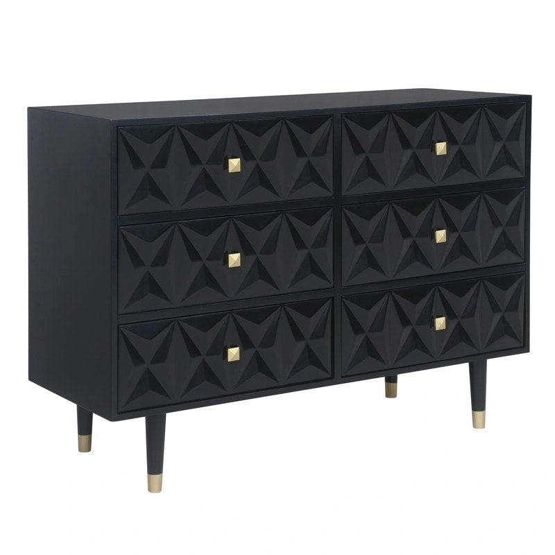 Commode géométrique 6 tiroirs blanc / noir / gris