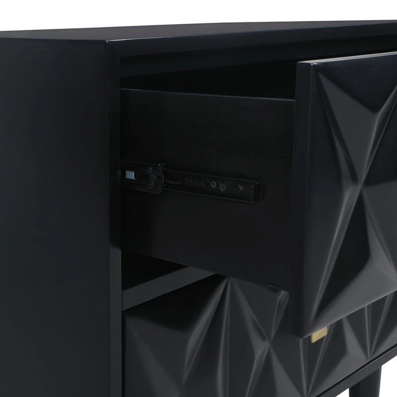 Commode géométrique 6 tiroirs blanc / noir / gris
