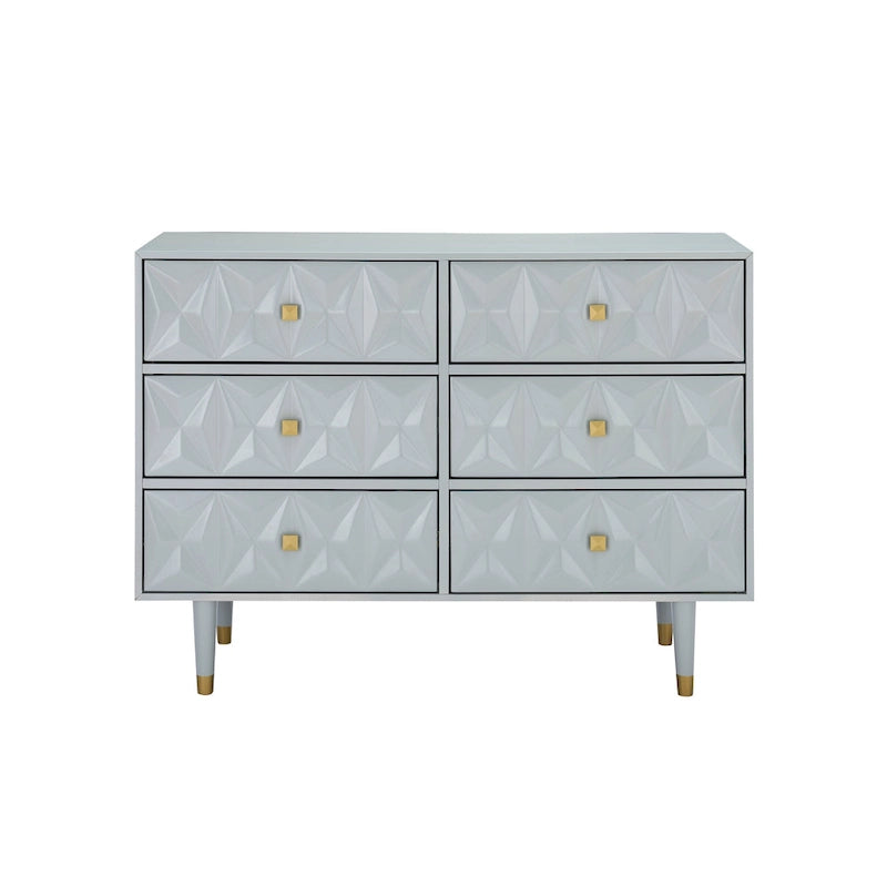 Commode géométrique 6 tiroirs blanc / noir / gris