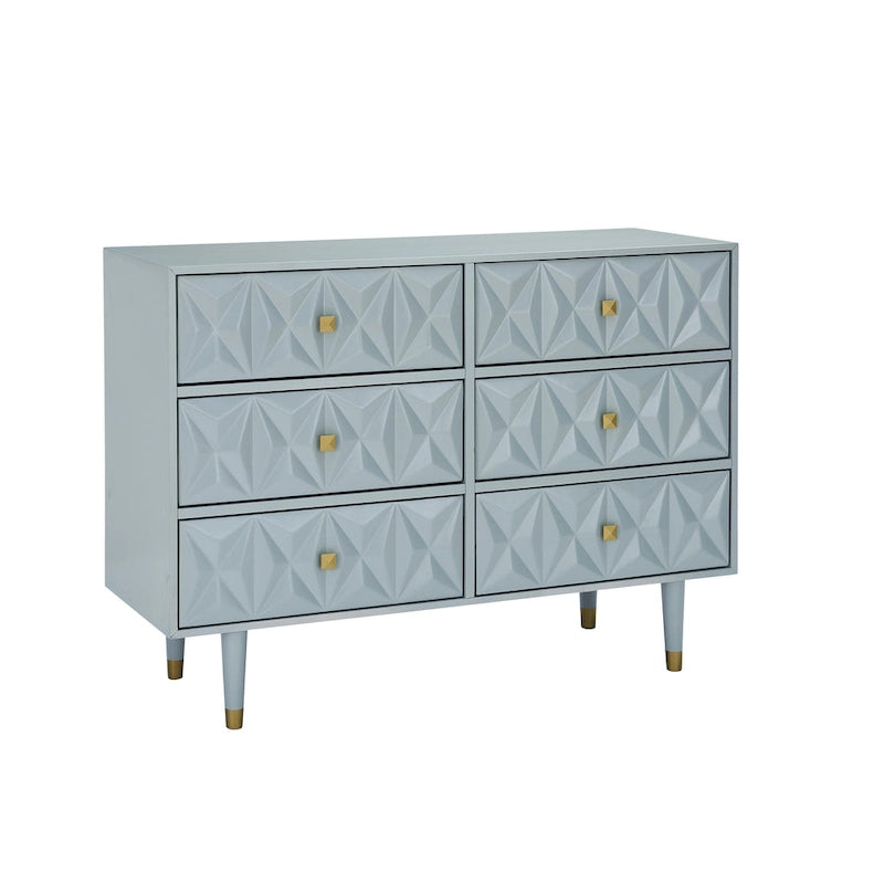 Commode géométrique 6 tiroirs blanc / noir / gris