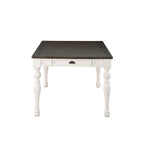 Table à manger rectangulaire de style « ferme » bicolore blanc doux et chêne foncé – 6 places