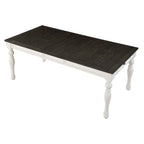 Table à manger rectangulaire de style « ferme » bicolore blanc doux et chêne foncé – 6 places