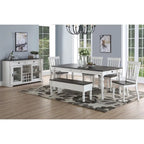 Table à manger rectangulaire de style « ferme » bicolore blanc doux et chêne foncé – 6 places