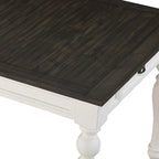 Table à manger rectangulaire de style « ferme » bicolore blanc doux et chêne foncé – 6 places