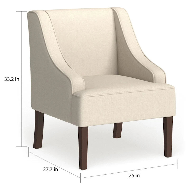 Fauteuil d'appoint crème avec accoudoirs incurvés – une place