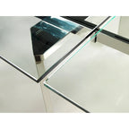 Table à Manger Extensible en Verre Transparent Chromé Argenté, 6-8 Places