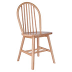 Chaise de salle à manger en bois naturel à dossier fuseau, lot de 2