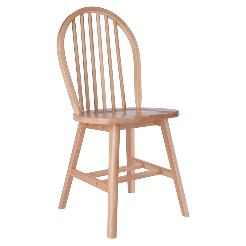 Chaise de salle à manger en bois naturel à dossier fuseau, lot de 2