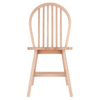 Chaise de salle à manger en bois naturel à dossier fuseau, lot de 2