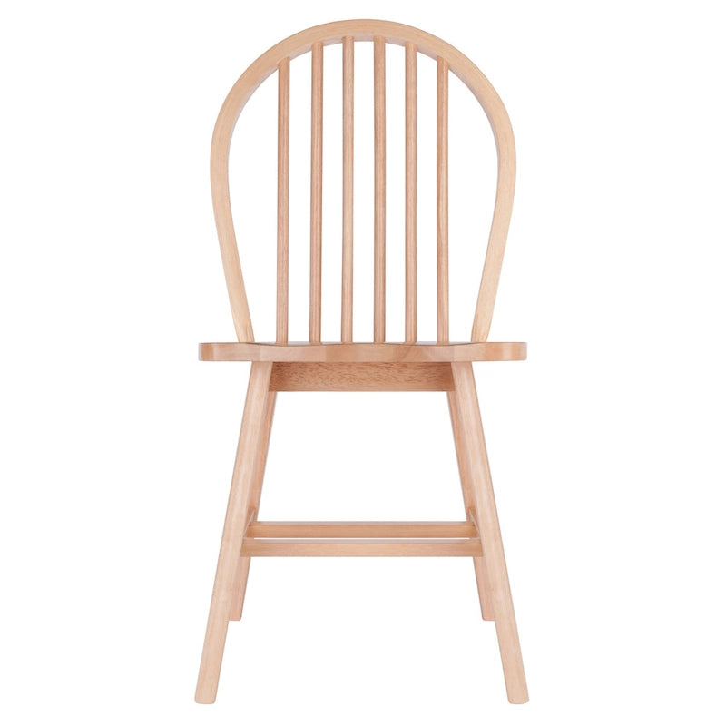 Chaise de salle à manger en bois naturel à dossier fuseau, lot de 2