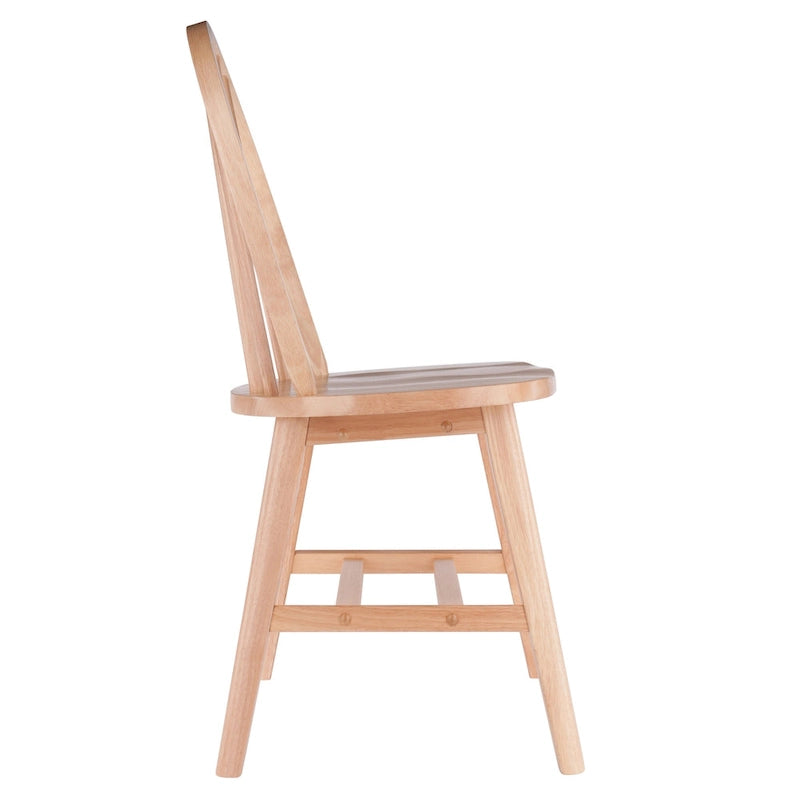 Chaise de salle à manger en bois naturel à dossier fuseau, lot de 2