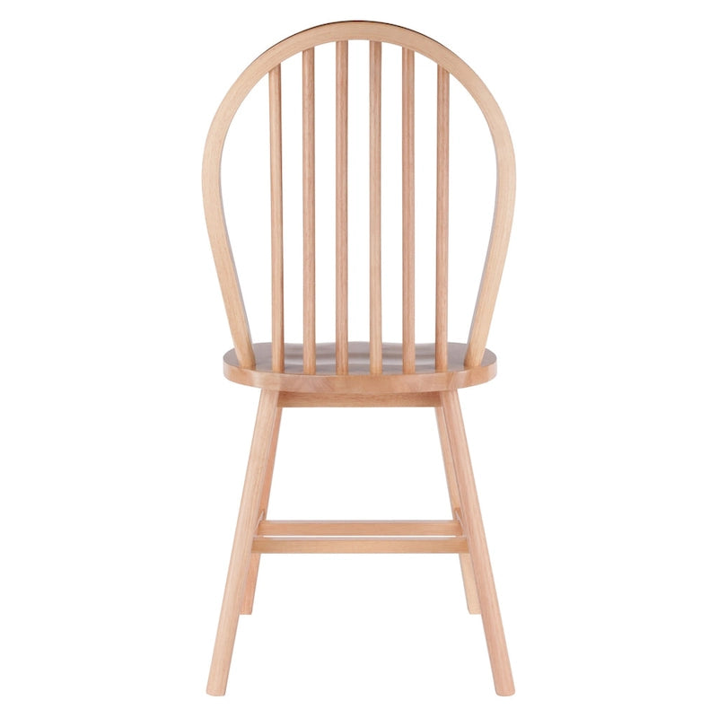 Chaise de salle à manger en bois naturel à dossier fuseau, lot de 2
