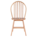 Chaise de salle à manger en bois naturel à dossier fuseau, lot de 2