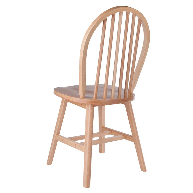 Chaise de salle à manger en bois naturel à dossier fuseau, lot de 2