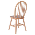 Chaise de salle à manger en bois naturel à dossier fuseau, lot de 2