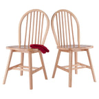 Chaise de salle à manger en bois naturel à dossier fuseau, lot de 2