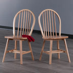 Chaise de salle à manger en bois naturel à dossier fuseau, lot de 2