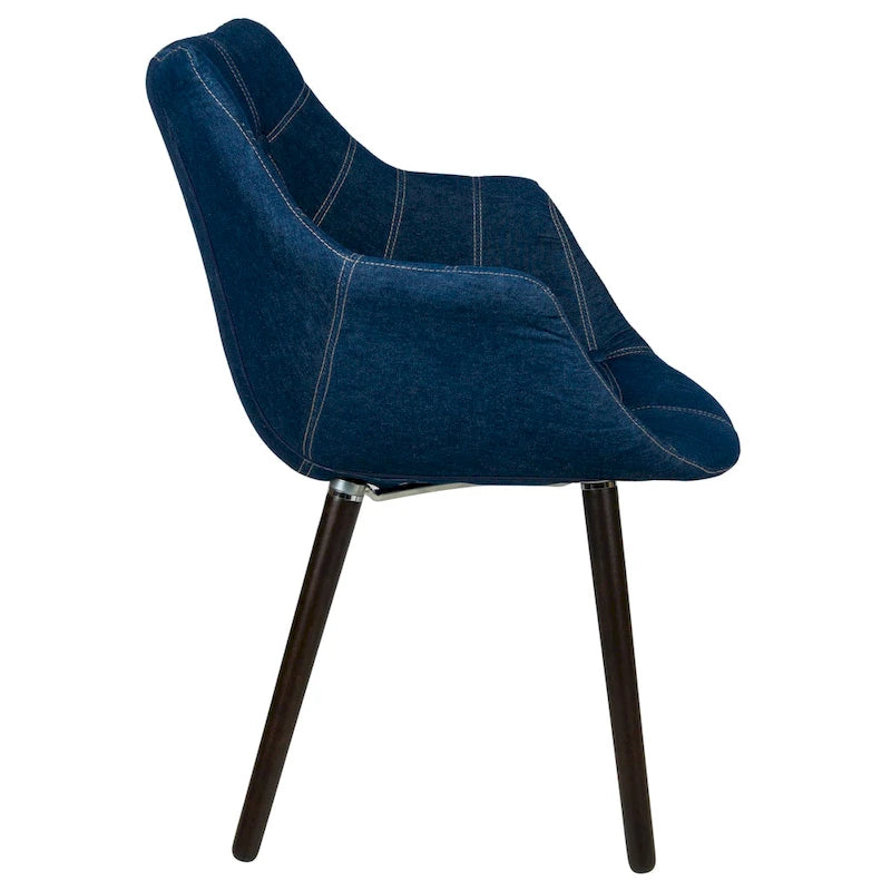Fauteuil d'appoint dossier incurvé en jean pour 1 personne