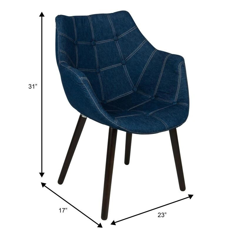 Fauteuil d'appoint dossier incurvé en jean pour 1 personne
