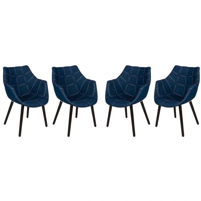 Fauteuil d'appoint dossier incurvé en jean pour 1 personne