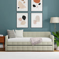 Lit de repos double capitonné beige / pierre / gris avec lit gigogne pour 2 personnes