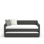 Lit de repos double capitonné beige / pierre / gris avec lit gigogne pour 2 personnes