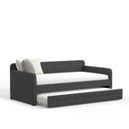 Lit de repos double capitonné beige / pierre / gris avec lit gigogne pour 2 personnes