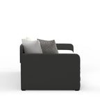 Lit de repos double capitonné beige / pierre / gris avec lit gigogne pour 2 personnes