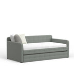 Lit de repos double capitonné beige / pierre / gris avec lit gigogne pour 2 personnes