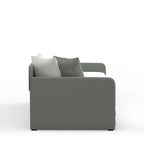 Lit de repos double capitonné beige / pierre / gris avec lit gigogne pour 2 personnes