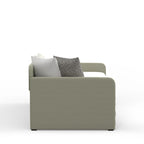 Lit de repos double capitonné beige / pierre / gris avec lit gigogne pour 2 personnes