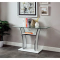 Console de canapé moderne à 2 étagères en verre trempé blanc/noir