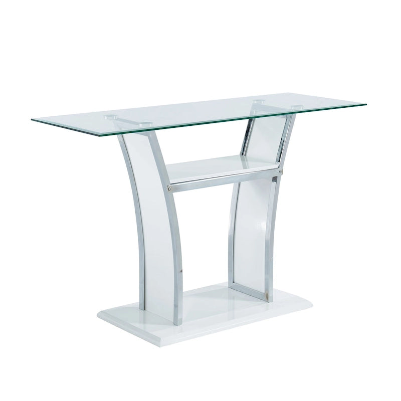 Console de canapé moderne à 2 étagères en verre trempé blanc/noir