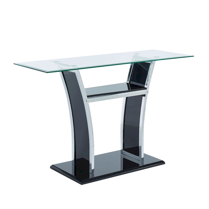 Console de canapé moderne à 2 étagères en verre trempé blanc/noir