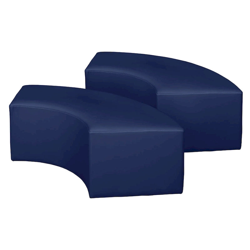 Ottoman en peluche semi-circulaire, noir/vert/bleu sarcelle/gris/bleu, lot de 2
