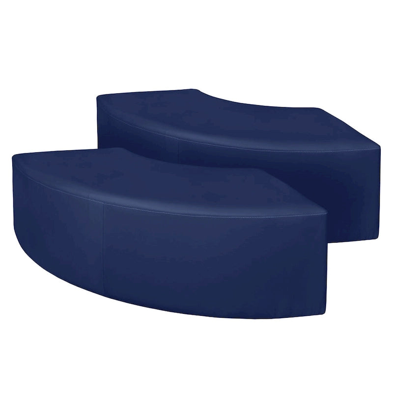 Ottoman en peluche semi-circulaire, noir/vert/bleu sarcelle/gris/bleu, lot de 2