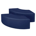 Ottoman en peluche semi-circulaire, noir/vert/bleu sarcelle/gris/bleu, lot de 2