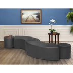 Ottoman en peluche semi-circulaire, noir/vert/bleu sarcelle/gris/bleu, lot de 2