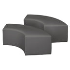 Ottoman en peluche semi-circulaire, noir/vert/bleu sarcelle/gris/bleu, lot de 2