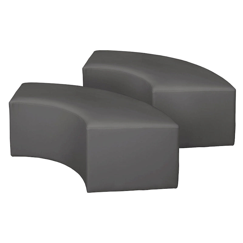 Ottoman en peluche semi-circulaire, noir/vert/bleu sarcelle/gris/bleu, lot de 2